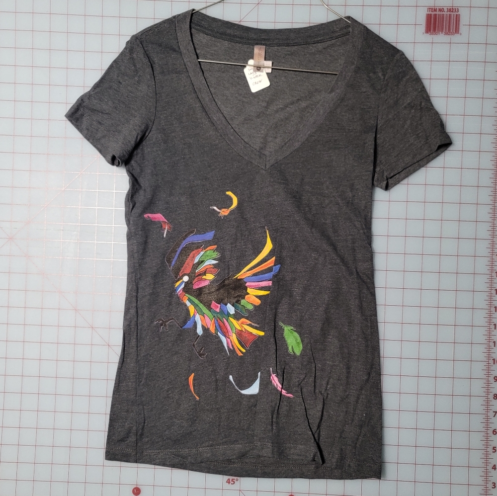 Lady's V-Neck Graphic Tee "Crow" by rk3handcrafted